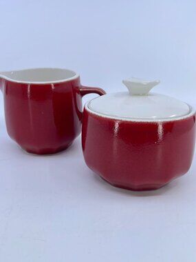 vintage mikasa "red poppy" covered sugar and creamer set japan 1970s